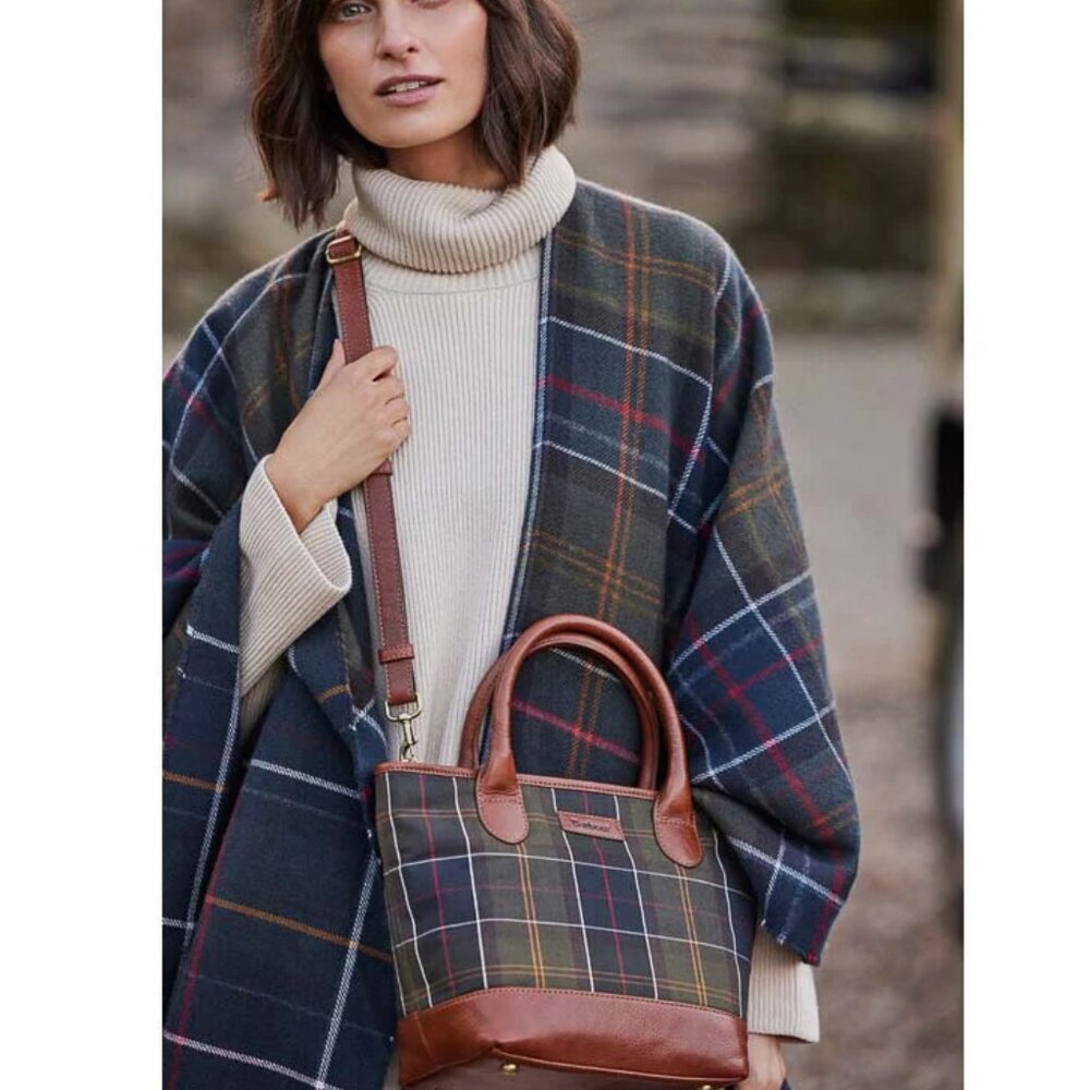 Katrine Tartan Leather Ladies Tote Bag MSRP $260 British Elegance - Picture 1 of 12